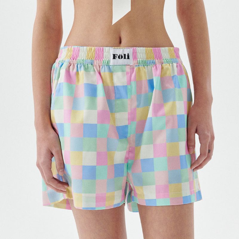 Foli(フォリー)の「(W) Pink Pastel Grid PJ Shorts(Pants)」