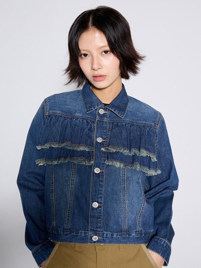 calloutnewyear(cony)（コールアウトニューイヤー(コニー)）の「フリル デニム ジャケット /ブルー（ジャケット/アウター）」