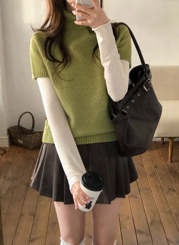 Forever Soft Turtle Neck Short Sleeve Knit (4color)