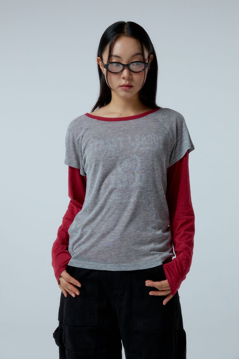 Street league blur artwork double layer long sleeve (Red)