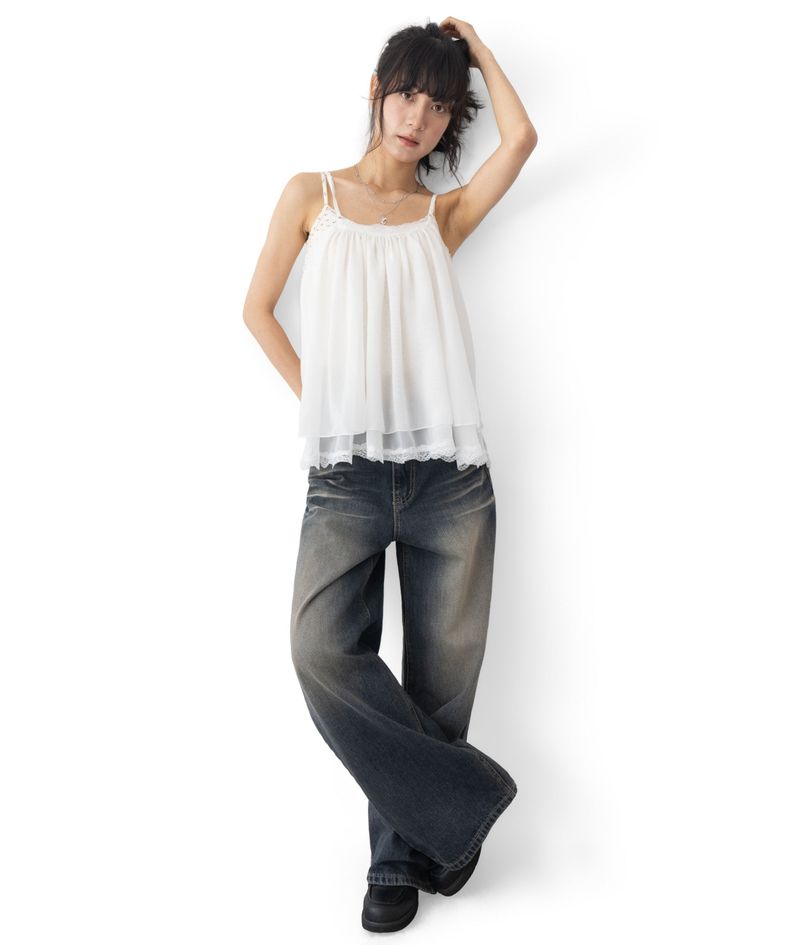 Pony Adjustable Strap Chiffon Top