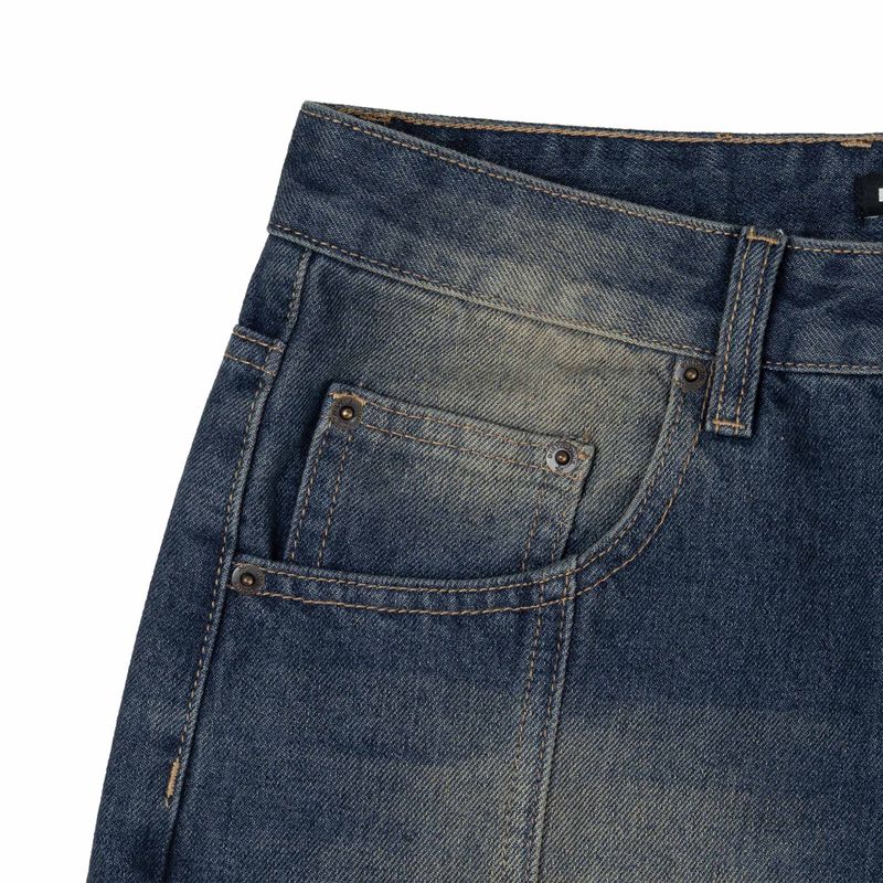 DirtyCoins Splicing Cargo Pants Blue Wash