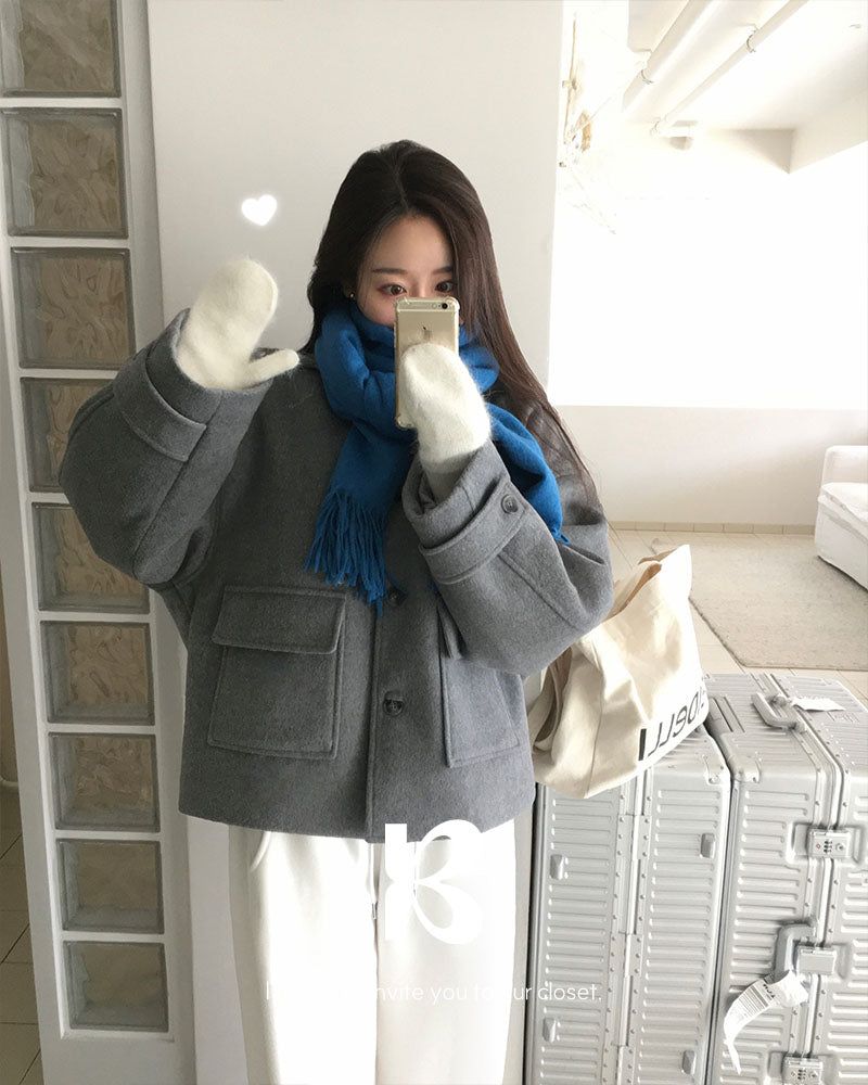 [ORIGINAL] CHILD HOOD WOOL SHORT COAT