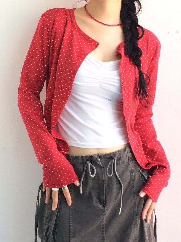 Round Pick Dot Cardigan