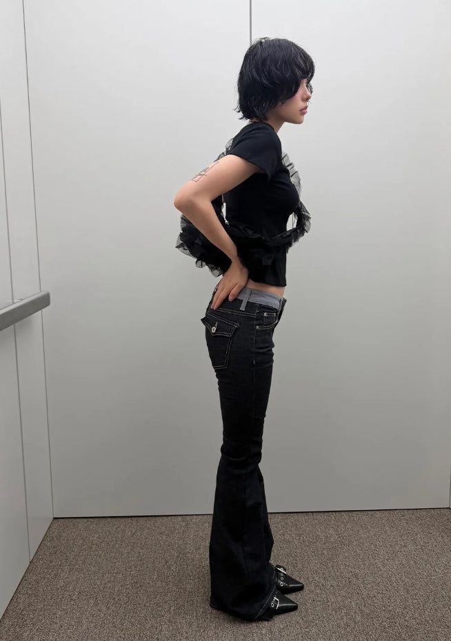 COLOR BLOCK BOOTCUT DENIM