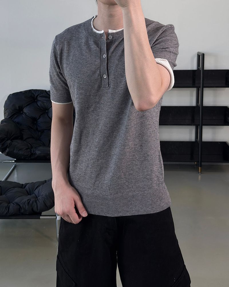 Eren Layered Henley Neck Knit