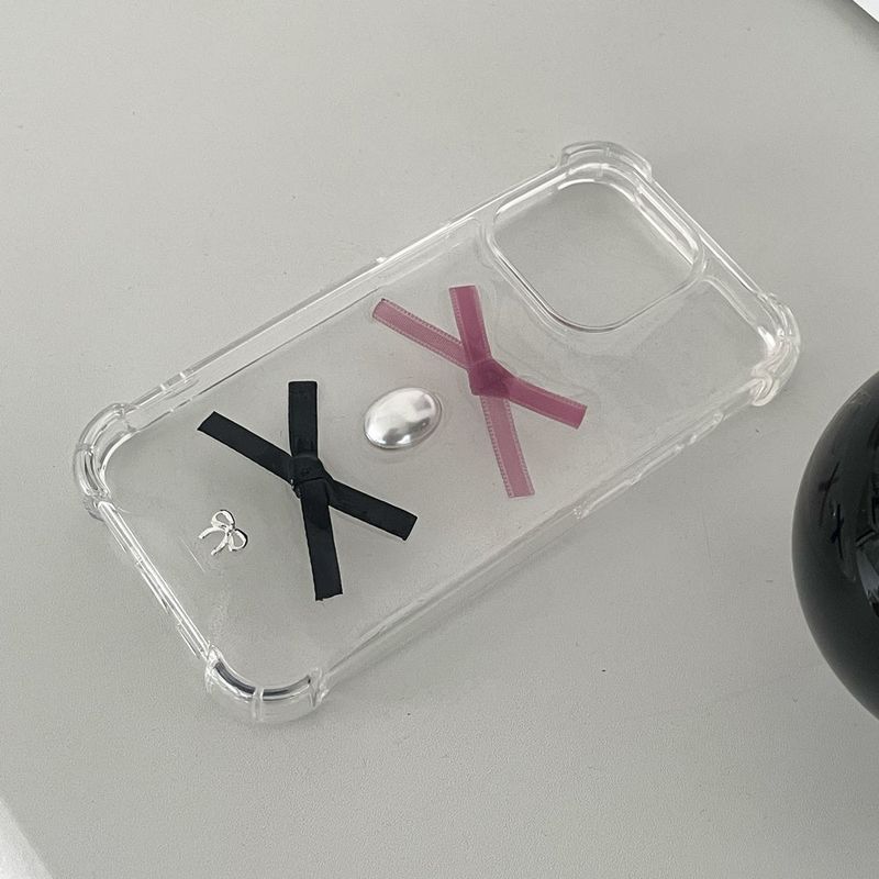 [made]black&radish pink ver ribbon resin phonecase