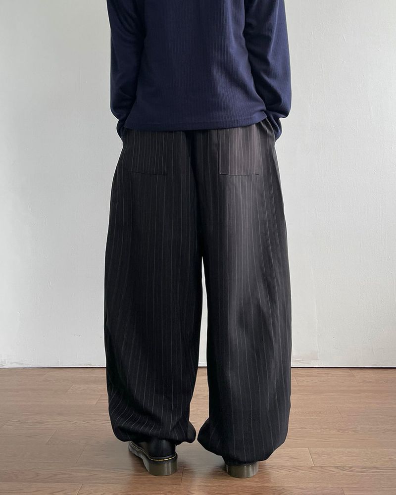 Drape Stripe Banding Slacks