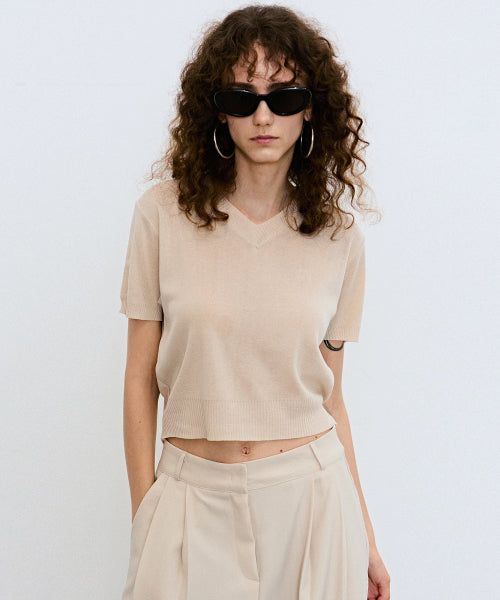 【V NECK SET】[2 PACK] MINIMAL LOGO KNIT PACKAGE _8 COLOR