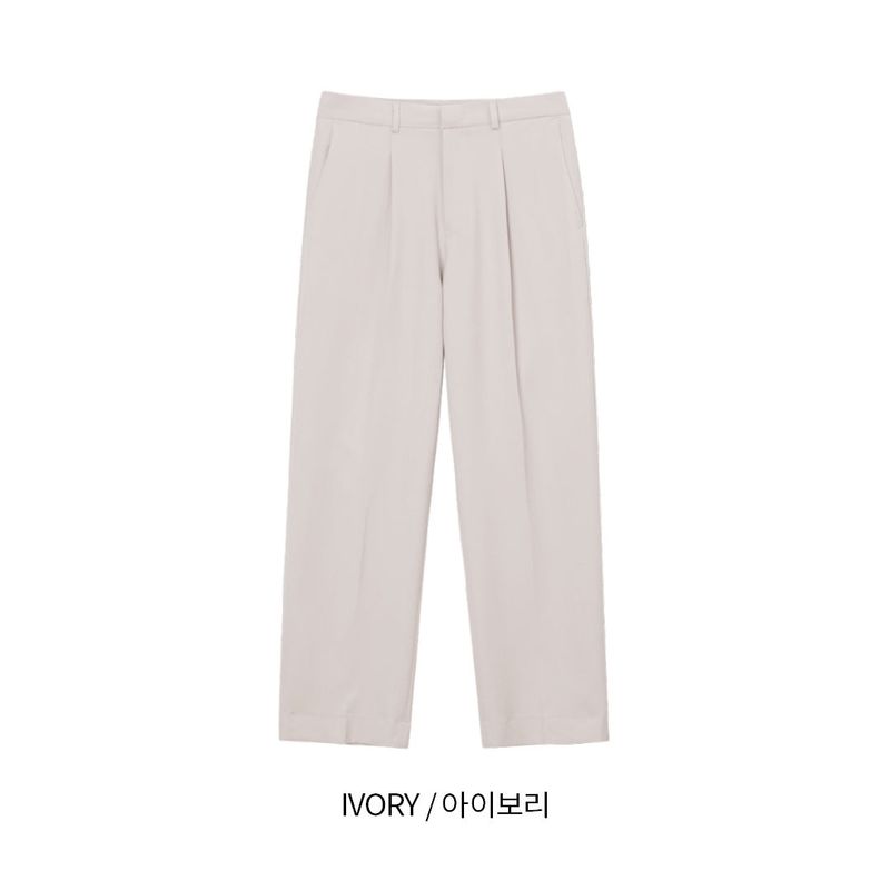 Dot Back-Bend One Tuck Semi-Wide Slacks (4 colors)