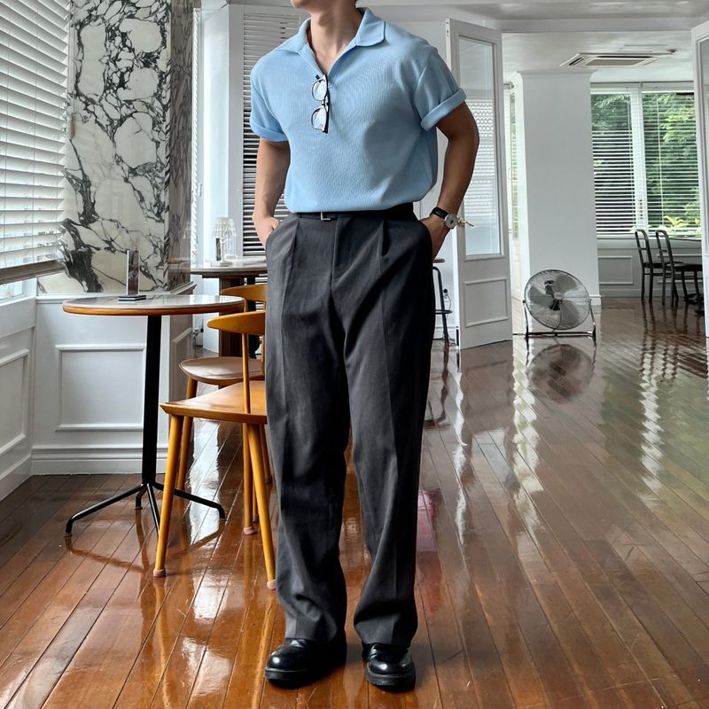 Mensfloor（メンズフロア）の「6-color short-sleeve collar knit（Tops）」