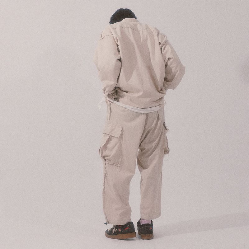 grunge wide cargo pants_lightbeige