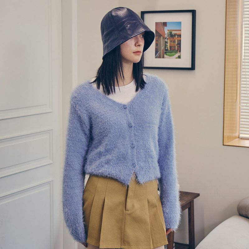 VZ Stud Vegan Leather Tulip Hat / Navy