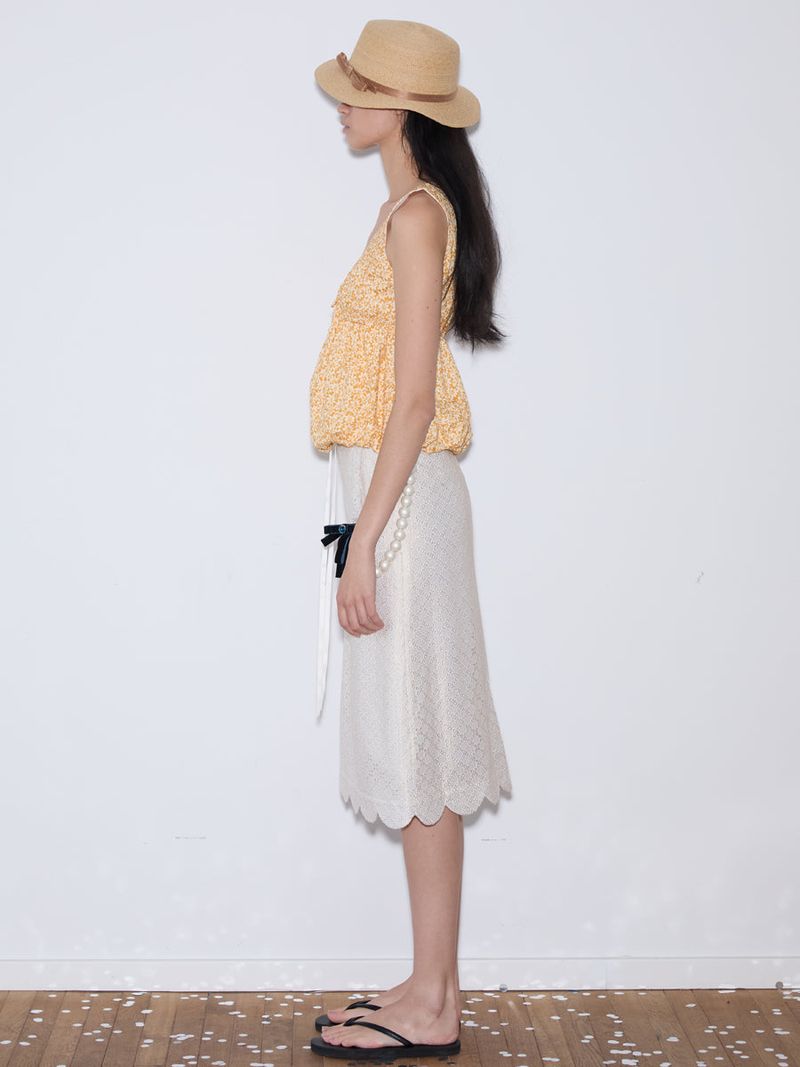 rirri SS25 バケーションウェア 100%コットン フローラル ブラウス - Resort Collection