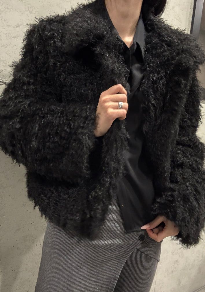 Chocolate Hairy Fur Jacket