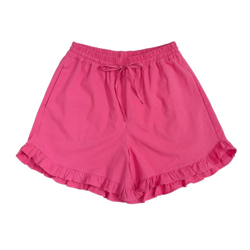 RUFFLE HEM SHORTS, PINK