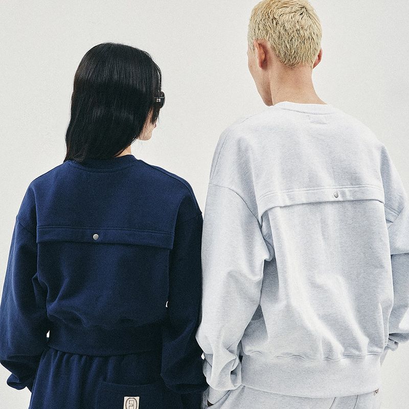Open back sweat shirt / Melange white