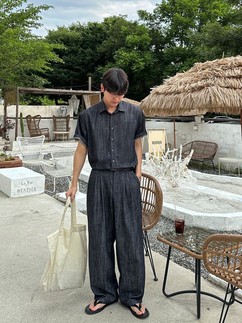 Olin linen two tuck wide denim