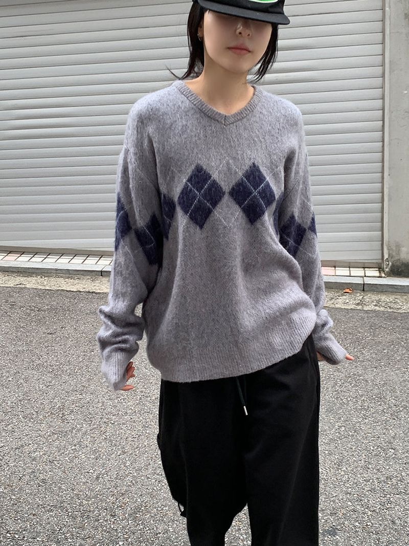 BRUSH ARGYLE KNIT (3C)