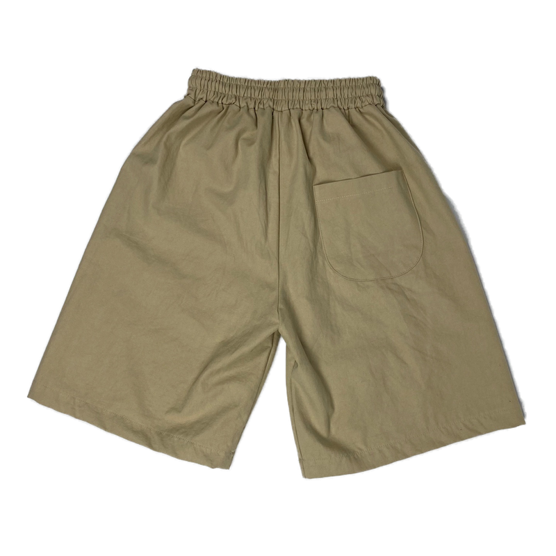 Wide banding cotton half pants 2C