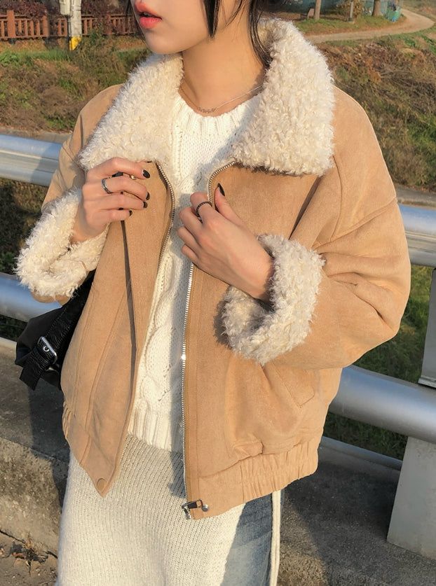[Fur Lining] Rat Wool Suede Mustang Jumper