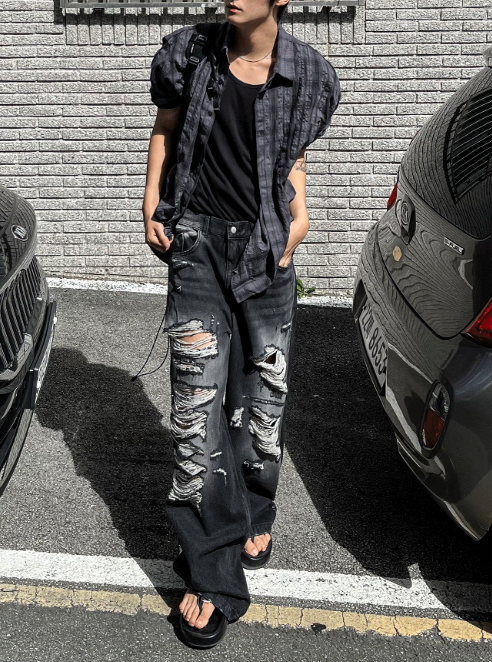 Denim Destroyed Pants