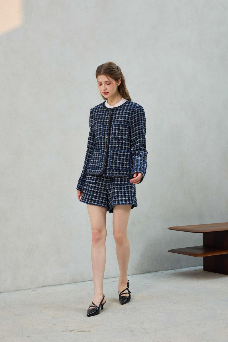 COMELY TWEED SHORTS PANTS / BLACK