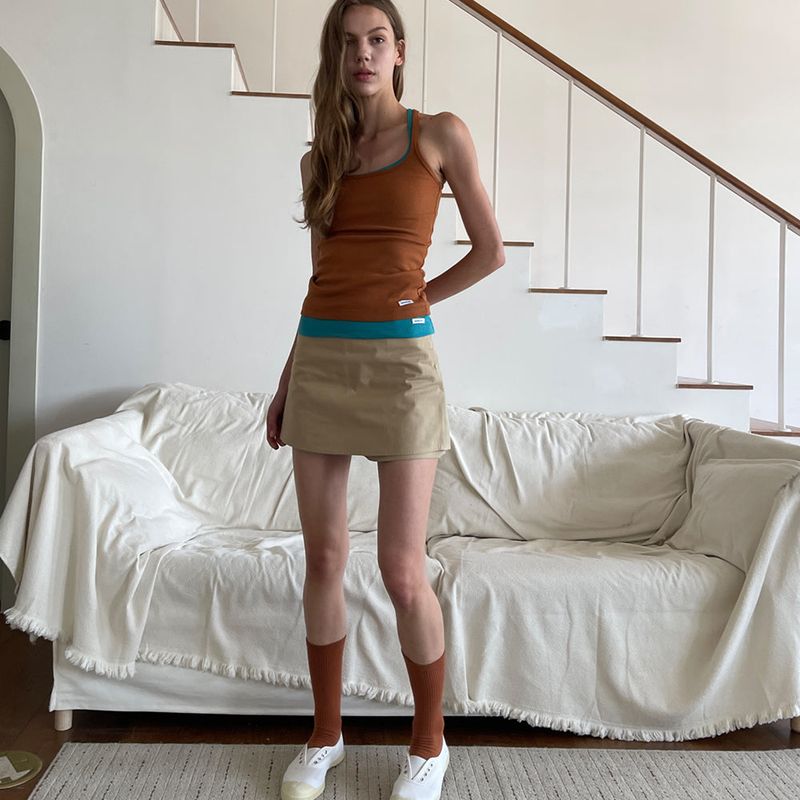 Slim Ribbed Tank Top_Camel