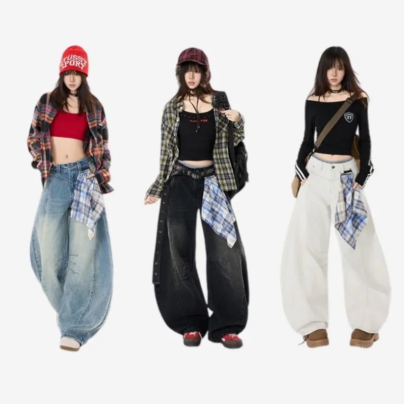La mode MAQI（ラ モード マキ）の「アメリカーナ カーブド ワイド レッグ デニム パンツ ウィズ デタッチャブル スカーフ（パンツ）」