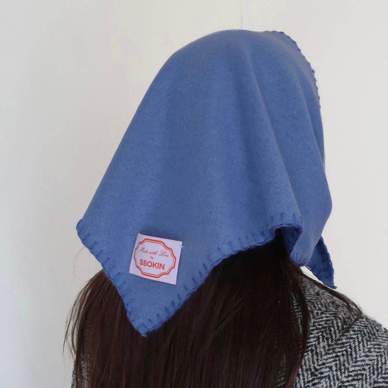 Wool Stitch Hair Scarf_Blue