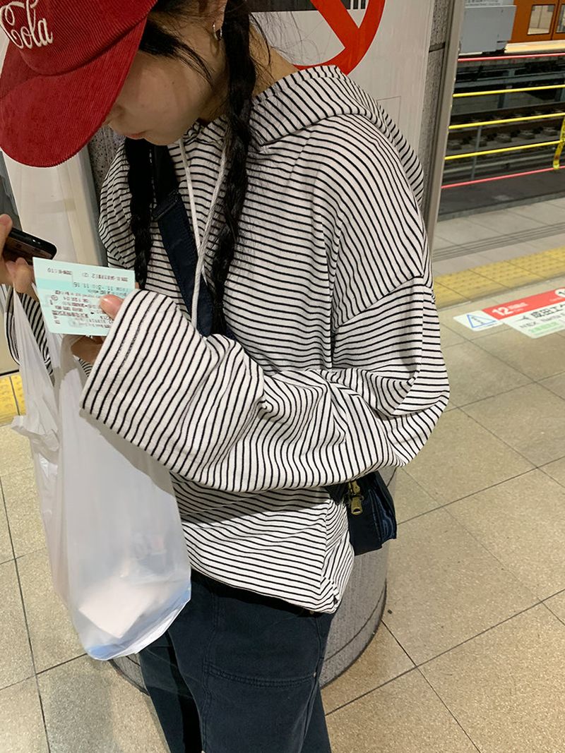 STRIPE STRING HOOD (2C)