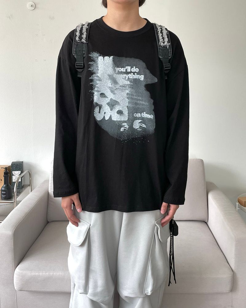 Shadow printed long-sleeved shirt