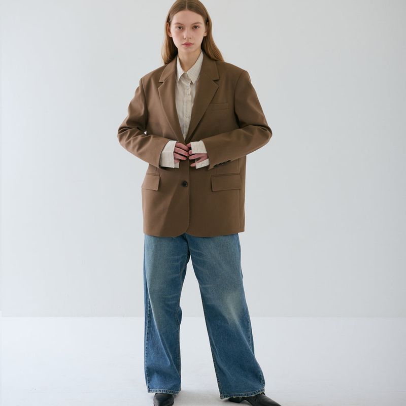 Over-sized Tailored Jacket_Brown