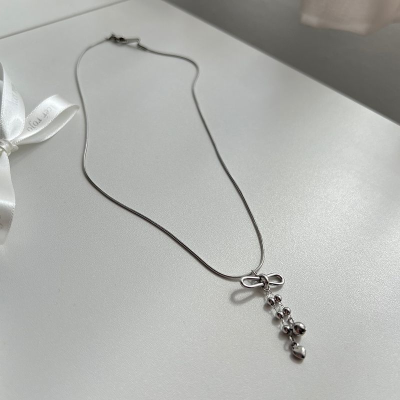 au Hip Ballet Core Stainless Steel Titanium Ribbon Ball Chain Snake Strap Heart Chain Necklace