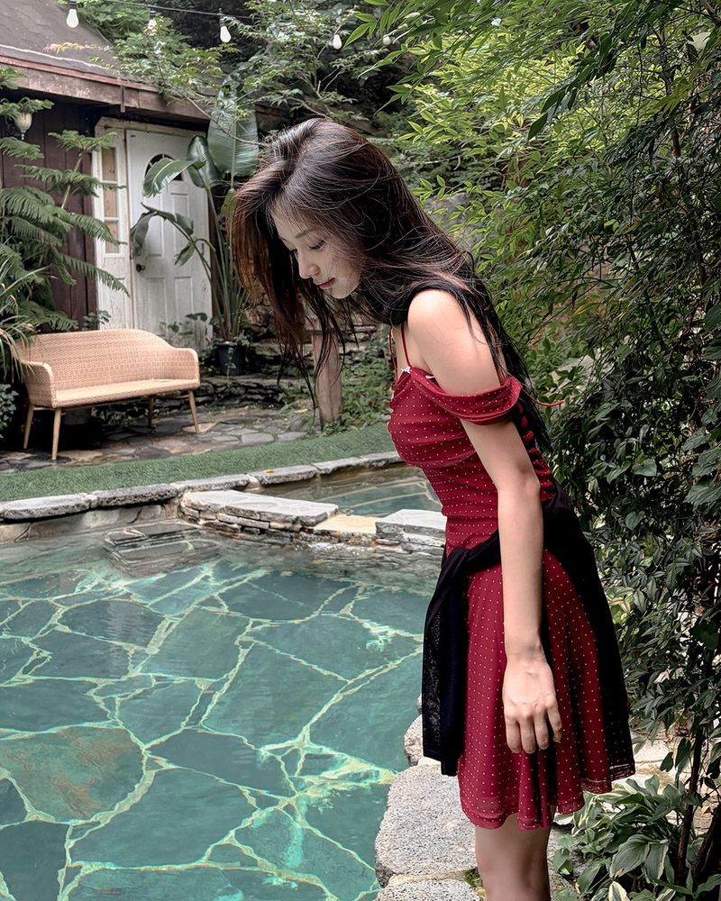 MAYBINS（メイビンス）の「ドットシアーフレアワンピース（ワンピース/ドレス）」