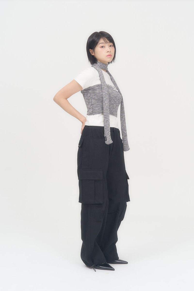 KNIT TUBE TOP MUFFLER (MELANGE GRAY)