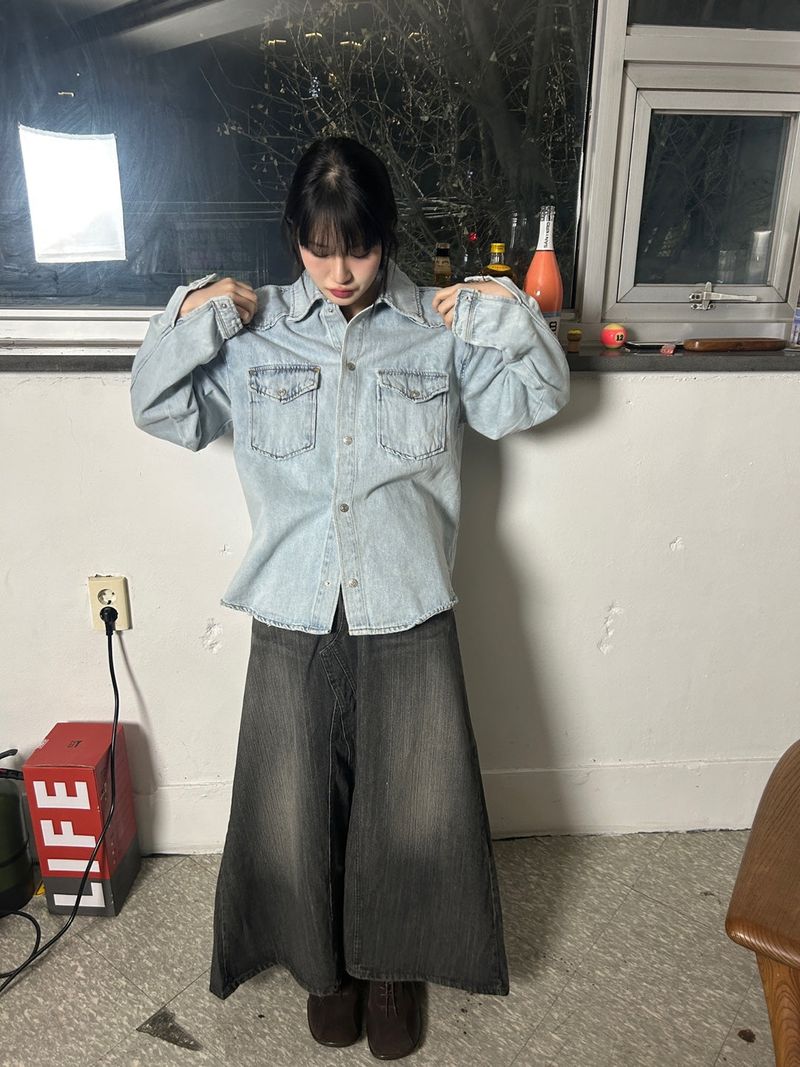 (2colors) vt washing west denim sh jacket