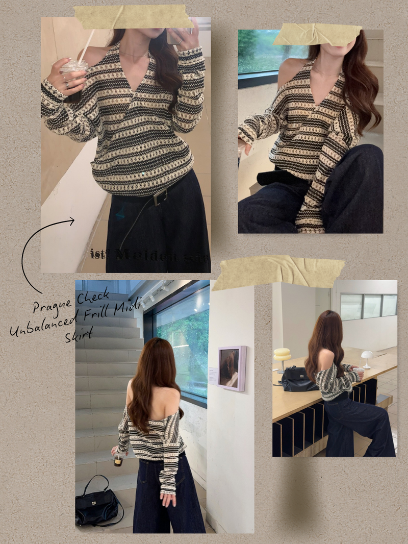 Perry Halterneck Open Shoulder Knit Long Sleeve