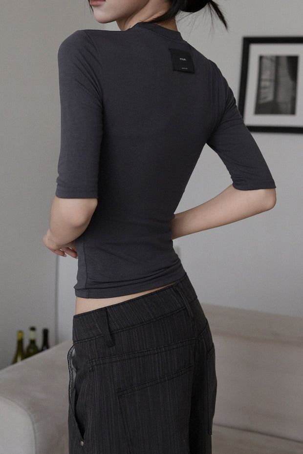 26SS★ [ EEUN BASIC ] Chewing Three Quarter Slim T-shirt