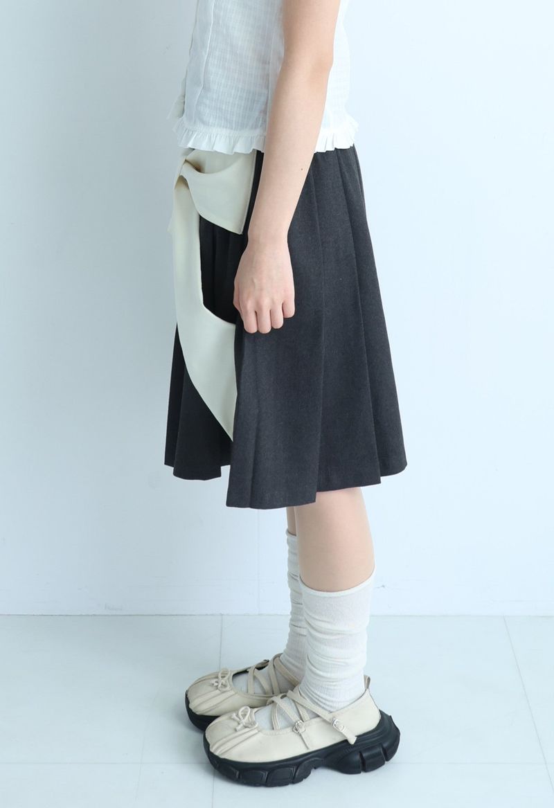 big ribbon skirt(grey×white)