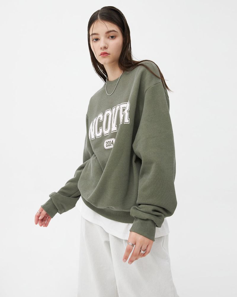 PIGMENT CRACK LOGO SWEATSHIRT-KHAKI