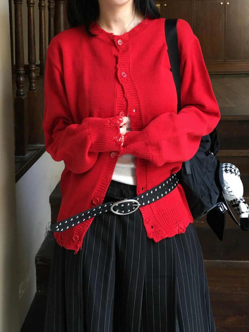 RITCORE（リットコア）の「Peak Damage Crop Cardigan (4c)（Tops）」