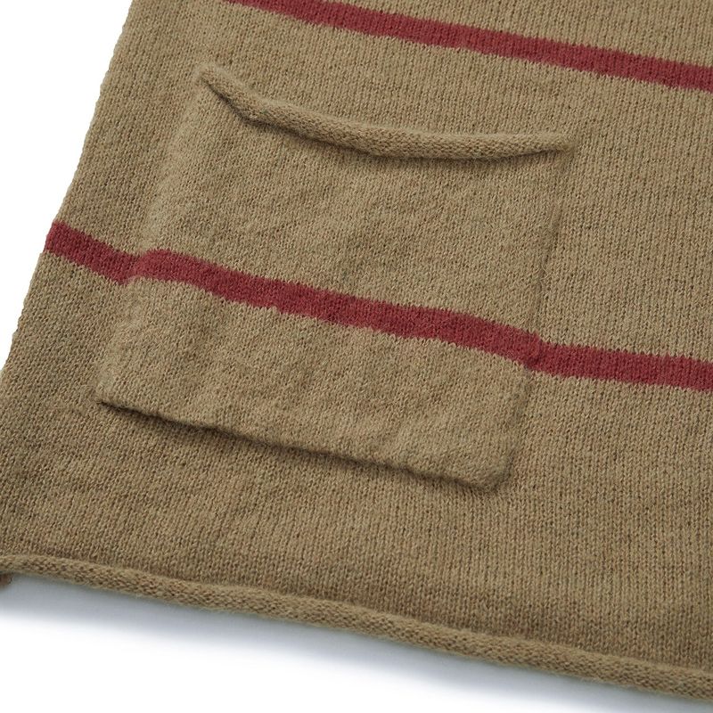 Roll-up stripe pocket knit / Beige