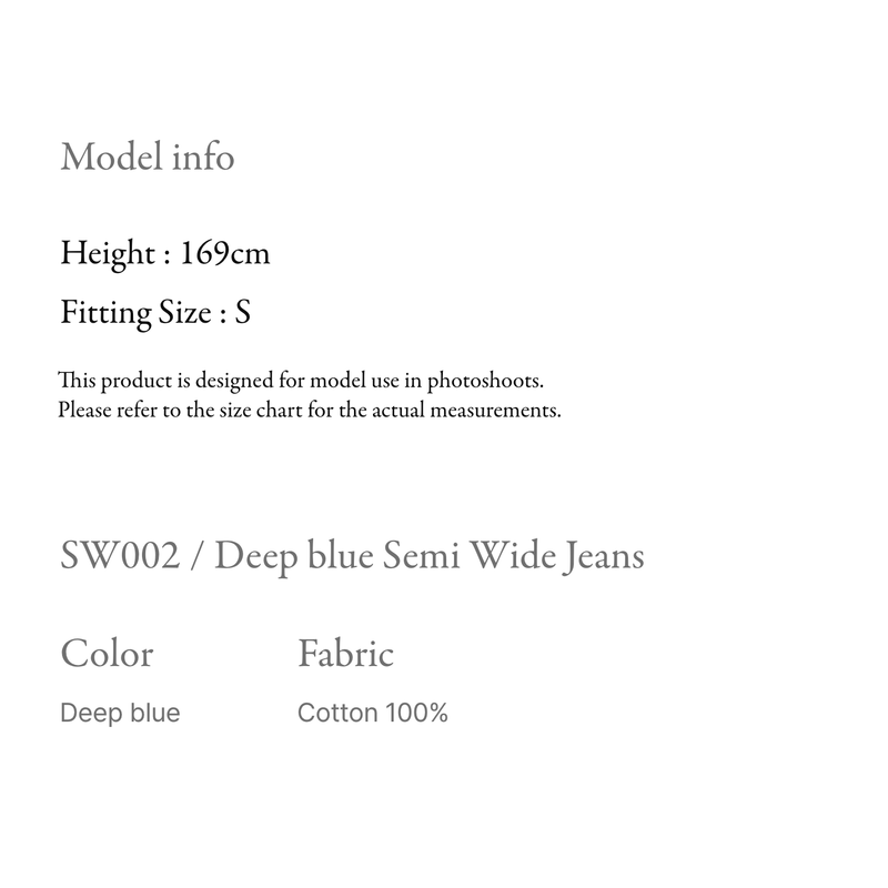 Deep blue semi wide jeans - SW002