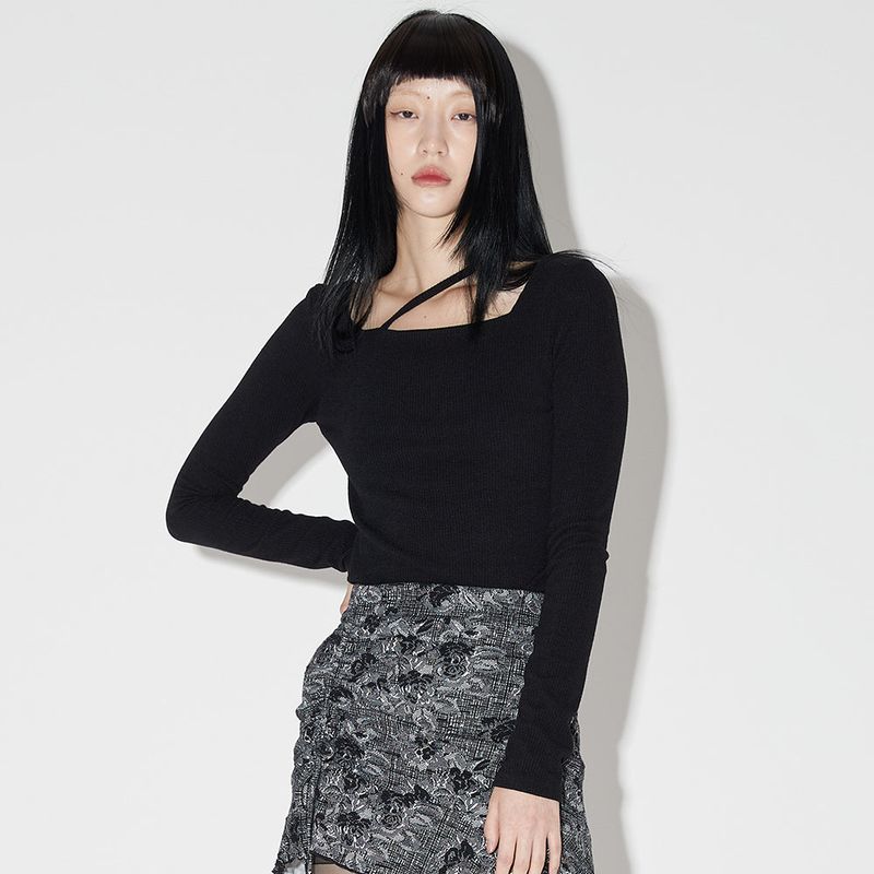 ZEROPLANET（ゼロプラネット）の「スクエアリボンロングスリーブＴシャツ / Square Ribbon Long Sleeve [BLACK]（Tops）」