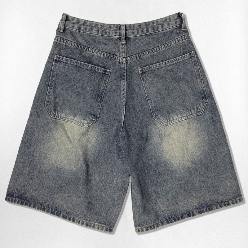 Basic Washing Bermuda Denim Pants - 2COLOR