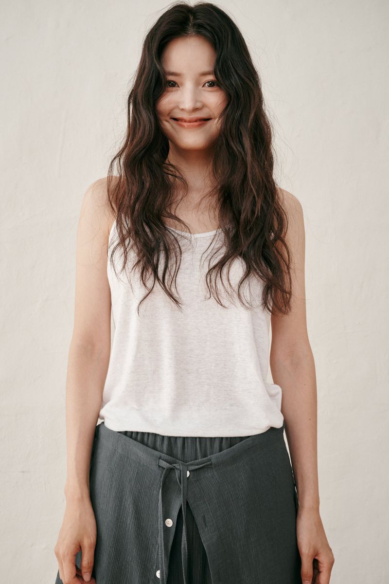 Linen V-neck sleeveless (Brown)
