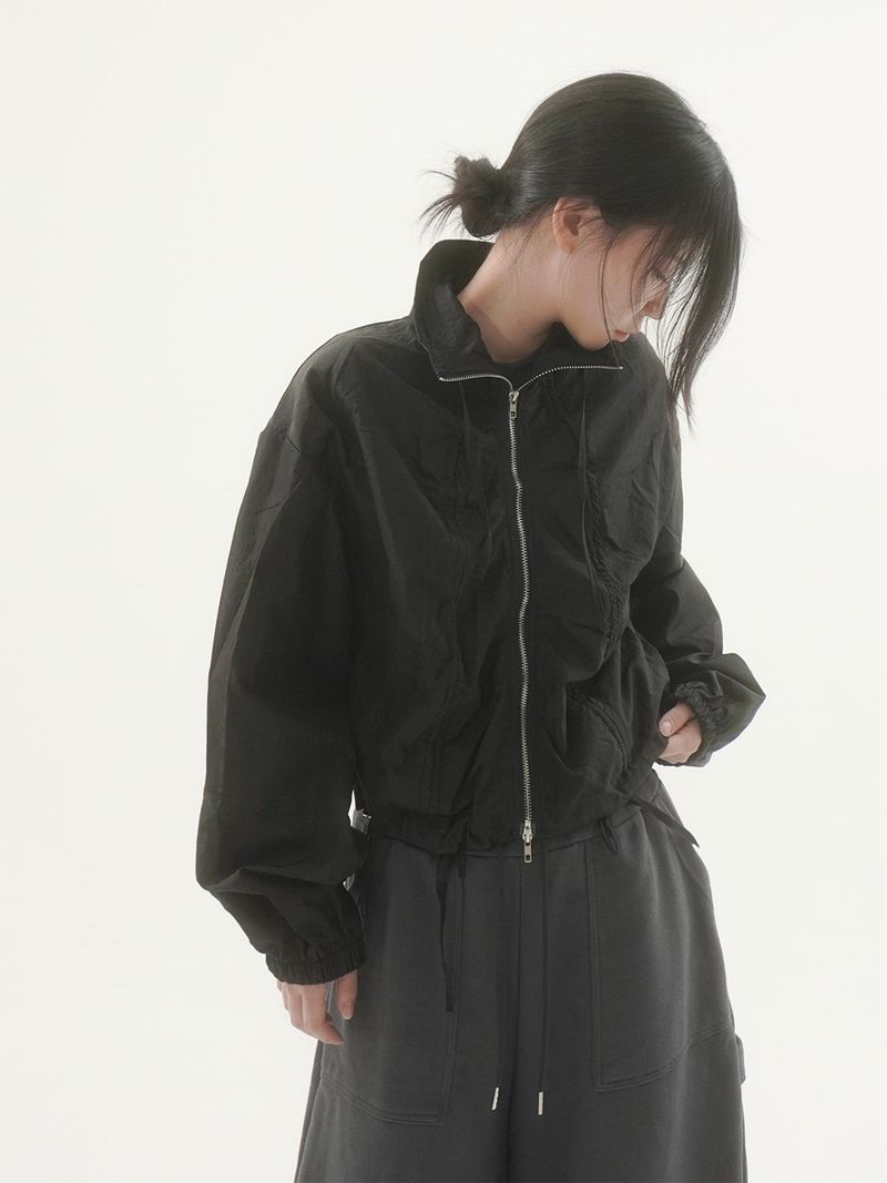 Crinkle shirring ribbon windbreaker -2C