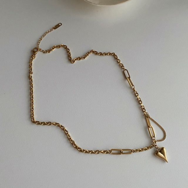 hun Heart Unique Bold Chain Two Way Handmade Necklace