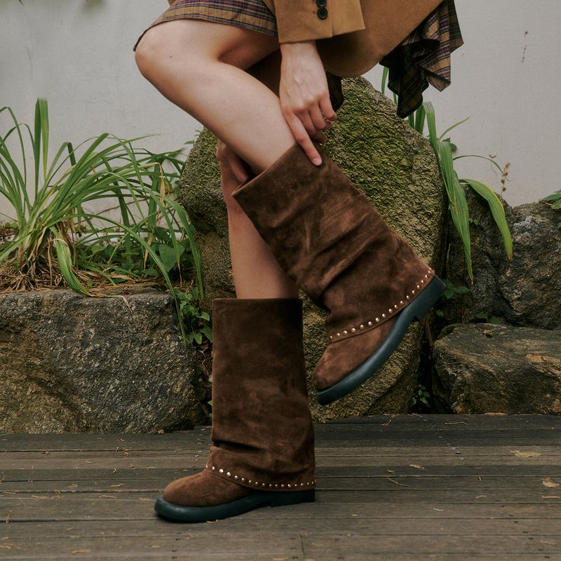 Rivet Middle Boots - 2Color